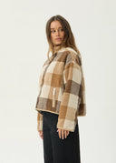 AFENDS BERLIN REVERSIBLE POLAR FLEECE JACKET - ALMOND CHECK