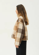 AFENDS BERLIN REVERSIBLE POLAR FLEECE JACKET - ALMOND CHECK