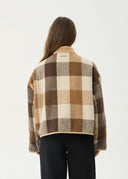 AFENDS BERLIN REVERSIBLE POLAR FLEECE JACKET - ALMOND CHECK