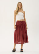 AFENDS MARLOW MIDI SKIRT - RUBY ANGLAISE