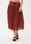 AFENDS MARLOW MIDI SKIRT - RUBY ANGLAISE