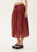 AFENDS MARLOW MIDI SKIRT - RUBY ANGLAISE