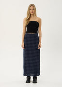 AFENDS LITA SEERSUCKER MAXI SKIRT - THEA MIDNIGHT CHECK