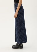 AFENDS LITA SEERSUCKER MAXI SKIRT - THEA MIDNIGHT CHECK