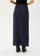 AFENDS LITA SEERSUCKER MAXI SKIRT - THEA MIDNIGHT CHECK