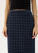 AFENDS LITA SEERSUCKER MAXI SKIRT - THEA MIDNIGHT CHECK