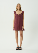 AFENDS LEDGER MINI DRESS - BURGUNDY STRIPE