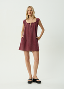 AFENDS LEDGER MINI DRESS - BURGUNDY STRIPE