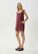 AFENDS LEDGER MINI DRESS - BURGUNDY STRIPE