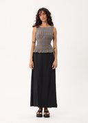 AFENDS CEDAR - SEERSUCKER SLEEVELESS TOP - CEDAR / BLUE CHECK