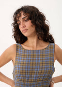AFENDS CEDAR - SEERSUCKER SLEEVELESS TOP - CEDAR / BLUE CHECK