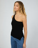 Silent Theory DUSTIN ONE SHOULDER TOP - BLACK