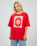 ALL ABOUT EVE POSTCARDS OVERSIZED TEE - RED