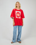 ALL ABOUT EVE POSTCARDS OVERSIZED TEE - RED