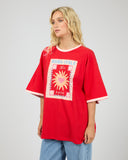 ALL ABOUT EVE POSTCARDS OVERSIZED TEE - RED