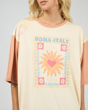 ALL ABOUT EVE POSTCARDS OVERSIZED TEE - VANILLA