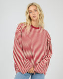 ALL ABOUT EVE PALOMA LONG SLEEVE STRIPE TEE - RUBY