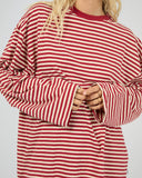 ALL ABOUT EVE PALOMA LONG SLEEVE STRIPE TEE - RUBY