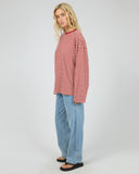 ALL ABOUT EVE PALOMA LONG SLEEVE STRIPE TEE - RUBY