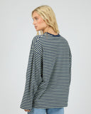ALL ABOUT EVE PALOMA LONG SLEEVE STRIPE TEE - SAGE