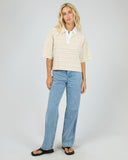 ALL ABOUT EVE JUNIE STRIPE RUGBY TEE - YELLOW