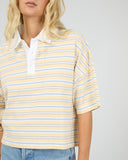 ALL ABOUT EVE JUNIE STRIPE RUGBY TEE - YELLOW