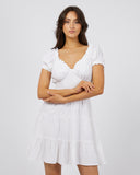 ALL ABOUT EVE LUXE LINEN MINI DRESS - VINTAGE WHITE