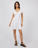 ALL ABOUT EVE LUXE LINEN MINI DRESS - VINTAGE WHITE