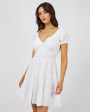 ALL ABOUT EVE LUXE LINEN MINI DRESS - VINTAGE WHITE