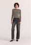 STAPLE THE LABEL LANA STRIPE KNIT TOP - BLACK/CREAM