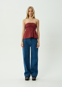 AFENDS JUNI STRAPLESS TOP - RUBY ANGLAISE