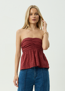 AFENDS JUNI STRAPLESS TOP - RUBY ANGLAISE