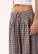 AFENDS MARLOW - MIDI SKIRT - BROWN / BLUE CHECK