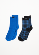 AFENDS CAMDEN CHECK SOCKS TWO PACK - MARINA CHECK