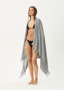 AFENDS ASTA CHECK TURKISH TOWEL - BLACK / WHITE