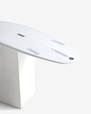 White office desk with a minimalist design on a white background
