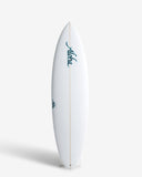 White surfboard with 'Aloha' text on a white background