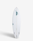White surfboard with 'Aloha' text on a white background