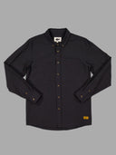 JAF Anchorage black linen-cotton blend long sleeve button-down shirt with chest pocket and regular fit design