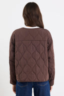 STORIES BE TOLD APEX COLLARLESS QUILTED JACKET - CHOCOLATE