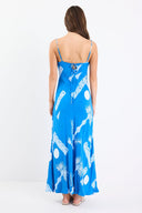 ARTESIAN STRAPPY BIAS MIDI DRESS - BLUE PALM