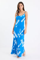 ARTESIAN STRAPPY BIAS MIDI DRESS - BLUE PALM