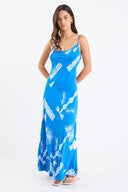 ARTESIAN STRAPPY BIAS MIDI DRESS - BLUE PALM
