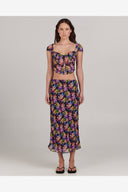 CHARLIE HOLIDAY EVELYN MIDI SKIRT - MYSTIC FLORAL