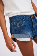 ONE TEASPOON BANDITS LOW WAIST DENIM SHORTS - BLUE PAISLEY