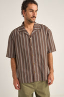 RHYTHM BAJA RELAXED STRIPE SS SHIRT - CAFE