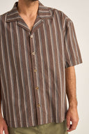RHYTHM BAJA RELAXED STRIPE SS SHIRT - CAFE