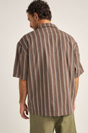 RHYTHM BAJA RELAXED STRIPE SS SHIRT - CAFE