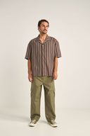 RHYTHM BAJA RELAXED STRIPE SS SHIRT - CAFE