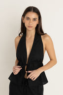 RHYTHM COVE HALTER TOP - BLACK
